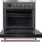 Ilve UMI30NE3BGB Majestic Ii 30 Inch Electric Freestanding Range In Blue Grey With Bronze Trim