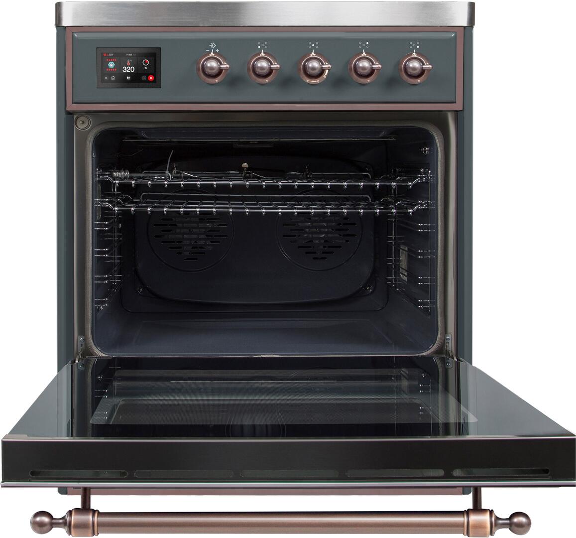 Ilve UMI30NE3BGB Majestic Ii 30 Inch Electric Freestanding Range In Blue Grey With Bronze Trim