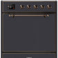 Ilve UMI30QNE3MGB Majestic Ii 30 Inch Electric Freestanding Range In Matte Graphite With Bronze Trim