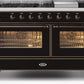 Ilve UM15FDNS3BKBLP Majestic Ii 60 Inch Dual Fuel Liquid Propane Freestanding Range In Glossy Black With Bronze Trim