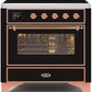 Ilve UMI09NS3BKP Majestic Ii 36 Inch Electric Freestanding Range In Glossy Black With Copper Trim