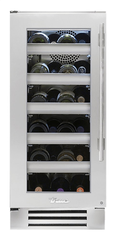 True Residential TWC15LSGC 15 Inch Single Zone Stainless Glass Door Left Hinge Undercounter Wine Cabinet