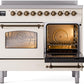 Ilve UPDI406NMPAWB Nostalgie Ii 40 Inch Electric Freestanding Range In Antique White With Bronze Trim