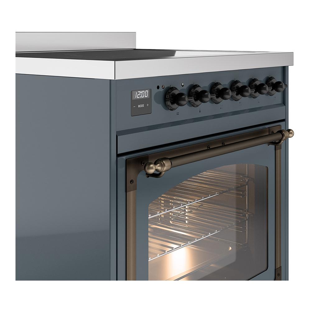 Ilve UNI304NMPBGB Ilve Uni304Nmpbgb Nostalgie Ii Noblesse 30" Induction Range (Triple Glass Door, Blue Grey, Burnished)