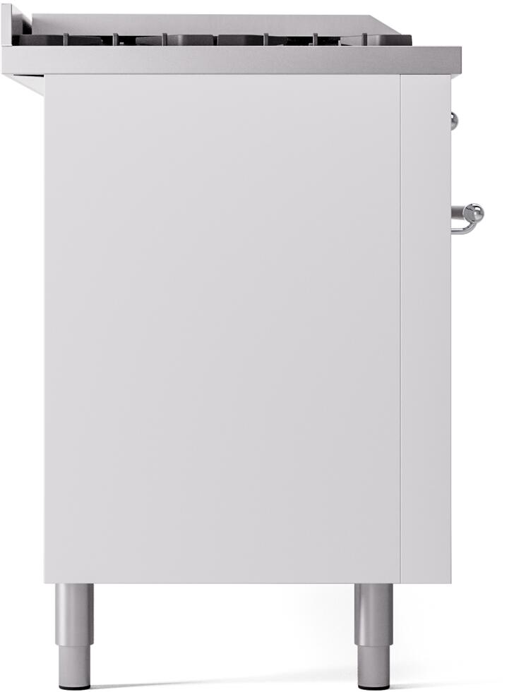 Ilve UP60FSNMPWHC Nostalgie Ii 60 Inch Dual Fuel Natural Gas Freestanding Range In White With Chrome Trim