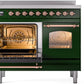 Ilve UPDI406NMPEGP Nostalgie Ii 40 Inch Electric Freestanding Range In Emerald Green With Copper Trim