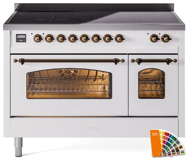 Ilve UPI486NMPRAB Nostalgie Ii 48 Inch Electric Freestanding Range In Ral Custom Color With Bronze Trim