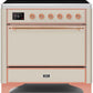 Ilve UMI09QNS3AWP Majestic Ii 36 Inch Electric Freestanding Range In Antique White With Copper Trim