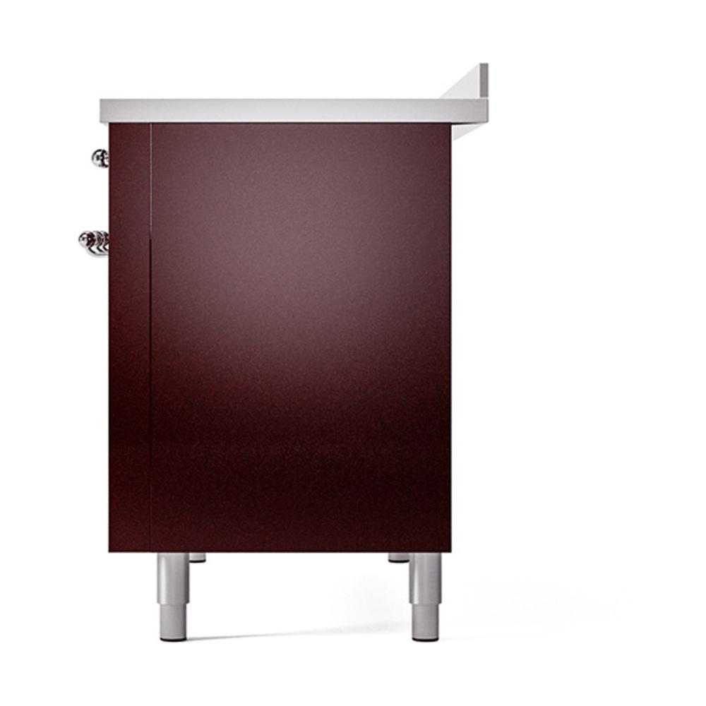 Ilve UNI486QNMPBUC Ilve Uni486Qnmpbuc Nostalgie Ii Noblesse 48" Induction Range (Solid Door, Burgundy, Chrome)