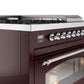 Ilve UP48FSNMPBUC Nostalgie Ii 48 Inch Dual Fuel Natural Gas Freestanding Range In Burgundy With Chrome Trim