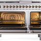 Ilve UP48FNMPSSBLP Nostalgie Ii 48 Inch Dual Fuel Liquid Propane Freestanding Range In Stainless Steel With Bronze Trim