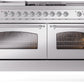 Ilve UP60FSNMPSSC Nostalgie Ii 60 Inch Dual Fuel Natural Gas Freestanding Range In Stainless Steel With Chrome Trim