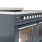 Ilve UPDI406WMPBG Professional Plus Ii 40 Inch Electric Freestanding Range In Blue Grey With Trim