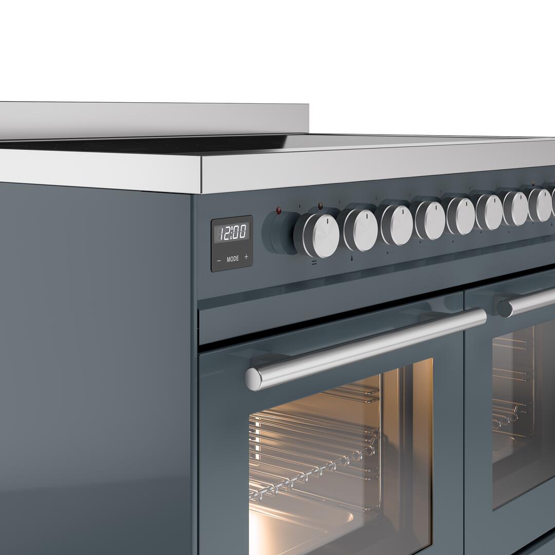 Ilve UPDI406WMPBG Professional Plus Ii 40 Inch Electric Freestanding Range In Blue Grey With Trim