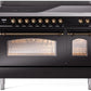 Ilve UPI486NMPBKB Nostalgie Ii 48 Inch Electric Freestanding Range In Glossy Black With Bronze Trim