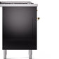 Ilve UP60FSNMPBKG Nostalgie Ii 60 Inch Dual Fuel Natural Gas Freestanding Range In Glossy Black With Brass Trim