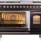 Ilve UP48FNMPBKP Nostalgie Ii 48 Inch Dual Fuel Natural Gas Freestanding Range In Glossy Black With Copper Trim