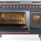 Ilve UP48FNMPBGPLP Nostalgie Ii 48 Inch Dual Fuel Liquid Propane Freestanding Range In Blue Grey With Copper Trim