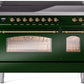 Ilve UPI486NMPEGG Nostalgie Ii 48 Inch Electric Freestanding Range In Emerald Green With Brass Trim