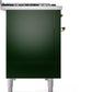 Ilve UP48FNMPEGGLP Nostalgie Ii 48 Inch Dual Fuel Liquid Propane Freestanding Range In Emerald Green With Brass Trim