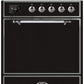 Ilve UM30DQNE3BKC Majestic Ii 30 Inch Dual Fuel Natural Gas Freestanding Range In Glossy Black With Chrome Trim