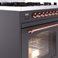 Ilve UP30NMPMGP Nostalgie Ii 30 Inch Dual Fuel Natural Gas Freestanding Range In Matte Graphite With Copper Trim