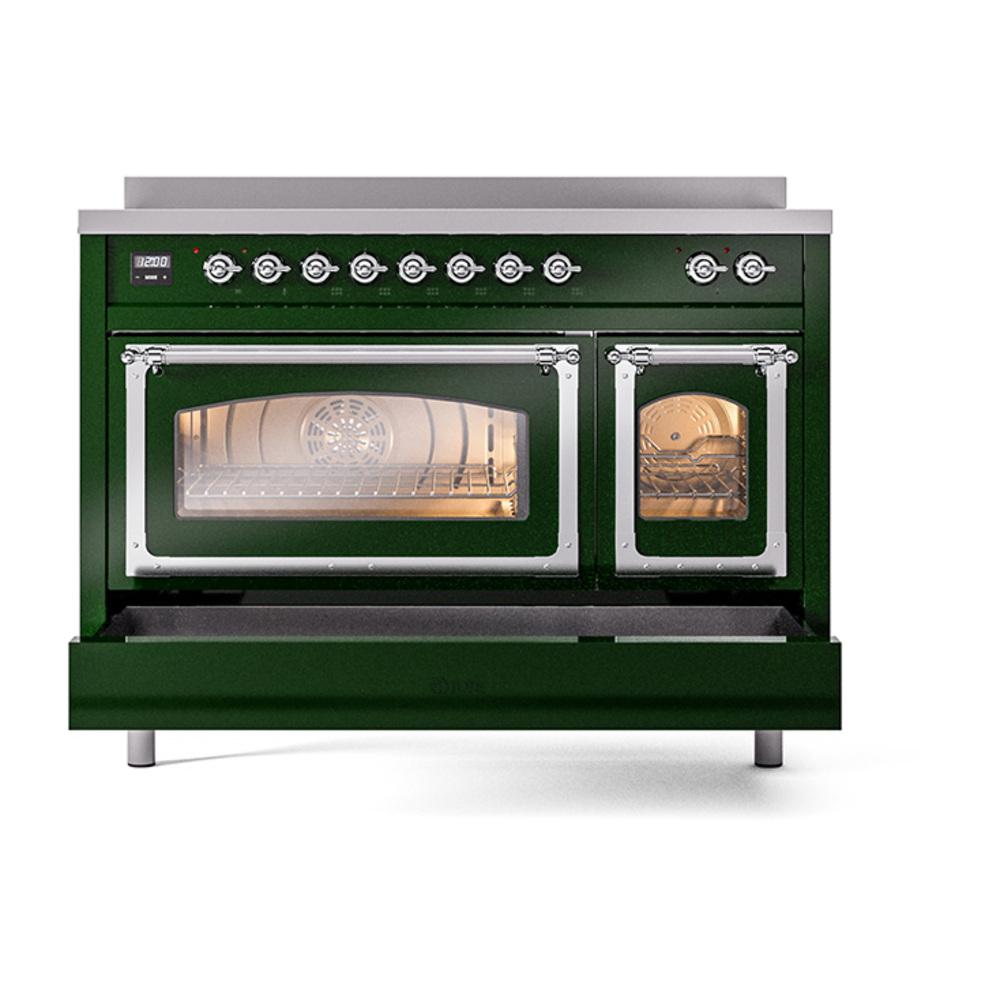 Ilve UNI486NMPEGC Ilve Uni486Nmpegc Nostalgie Ii Noblesse 48" Induction Range (Triple Glass Door, Emerald Green, Chrome)