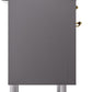 Ilve UP36FNMPMGG Nostalgie Ii 36 Inch Dual Fuel Natural Gas Freestanding Range In Matte Graphite With Brass Trim