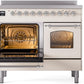 Ilve UPDI406NMPAWC Nostalgie Ii 40 Inch Electric Freestanding Range In Antique White With Chrome Trim