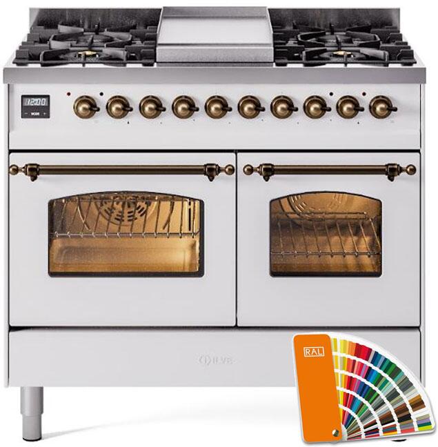 Ilve UPD40FNMPRAB Nostalgie Ii 40 Inch Dual Fuel Natural Gas Freestanding Range In Ral Custom Color With Bronze Trim