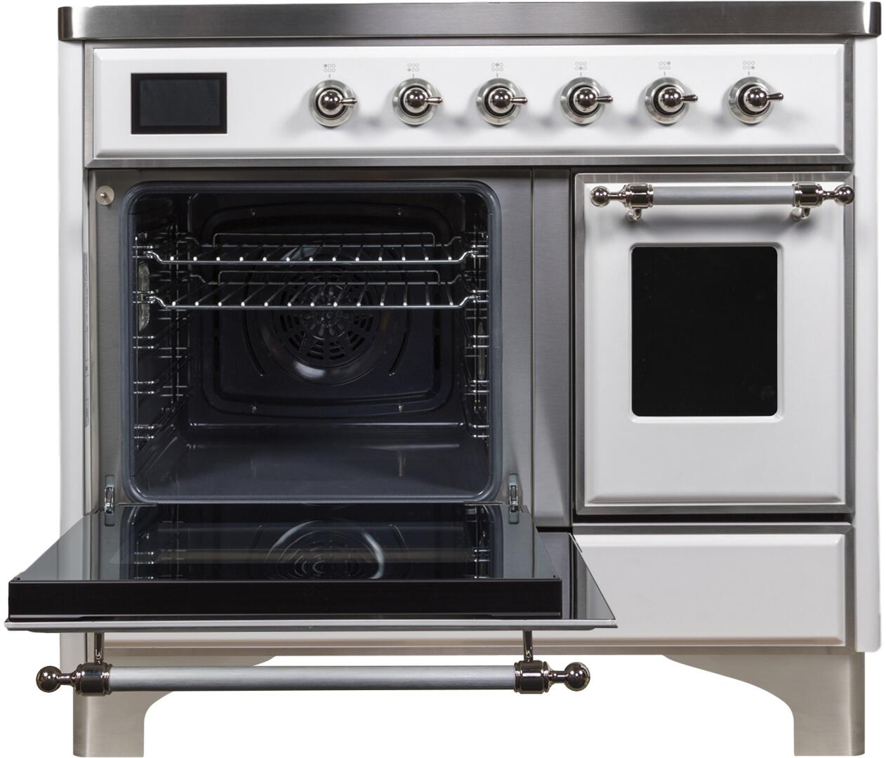 Ilve UMDI10NS3WHC Majestic Ii 40 Inch Electric Freestanding Range In White With Chrome Trim