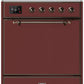 Ilve UMI30QNE3BUB Majestic Ii 30 Inch Electric Freestanding Range In Burgundy With Bronze Trim