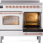 Ilve UPDI406NMPWHP Nostalgie Ii 40 Inch Electric Freestanding Range In White With Copper Trim