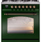 Ilve UP30NMPEGBLP Nostalgie Ii 30 Inch Dual Fuel Liquid Propane Freestanding Range In Emerald Green With Bronze Trim