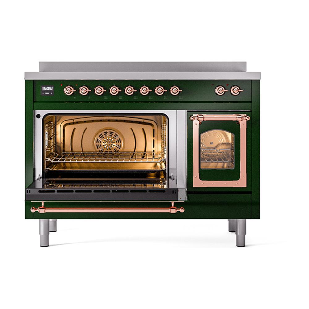 Ilve UNI486NMPEGP Ilve Uni486Nmpegp Nostalgie Ii Noblesse 48" Induction Range (Triple Glass Door, Emerald Green, Copper)