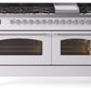 Ilve UP60FNMPWHCLP Nostalgie Ii 60 Inch Dual Fuel Liquid Propane Freestanding Range In White With Chrome Trim