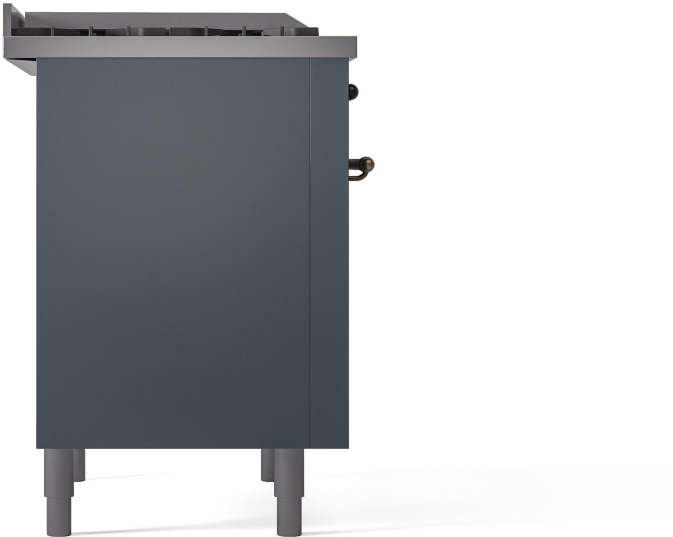 Ilve UP36FNMPBGB Nostalgie Ii 36 Inch Dual Fuel Natural Gas Freestanding Range In Blue Grey With Bronze Trim