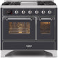 Ilve UMD10FDNS3MGC Majestic Ii 40 Inch Dual Fuel Natural Gas Freestanding Range In Matte Graphite With Chrome Trim