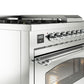 Ilve UP48FSNMPSSC Nostalgie Ii 48 Inch Dual Fuel Natural Gas Freestanding Range In Stainless Steel With Chrome Trim