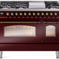 Ilve UP48FNMPBUBLP Nostalgie Ii 48 Inch Dual Fuel Liquid Propane Freestanding Range In Burgundy With Bronze Trim