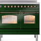 Ilve UPDI406NMPEGB Nostalgie Ii 40 Inch Electric Freestanding Range In Emerald Green With Bronze Trim