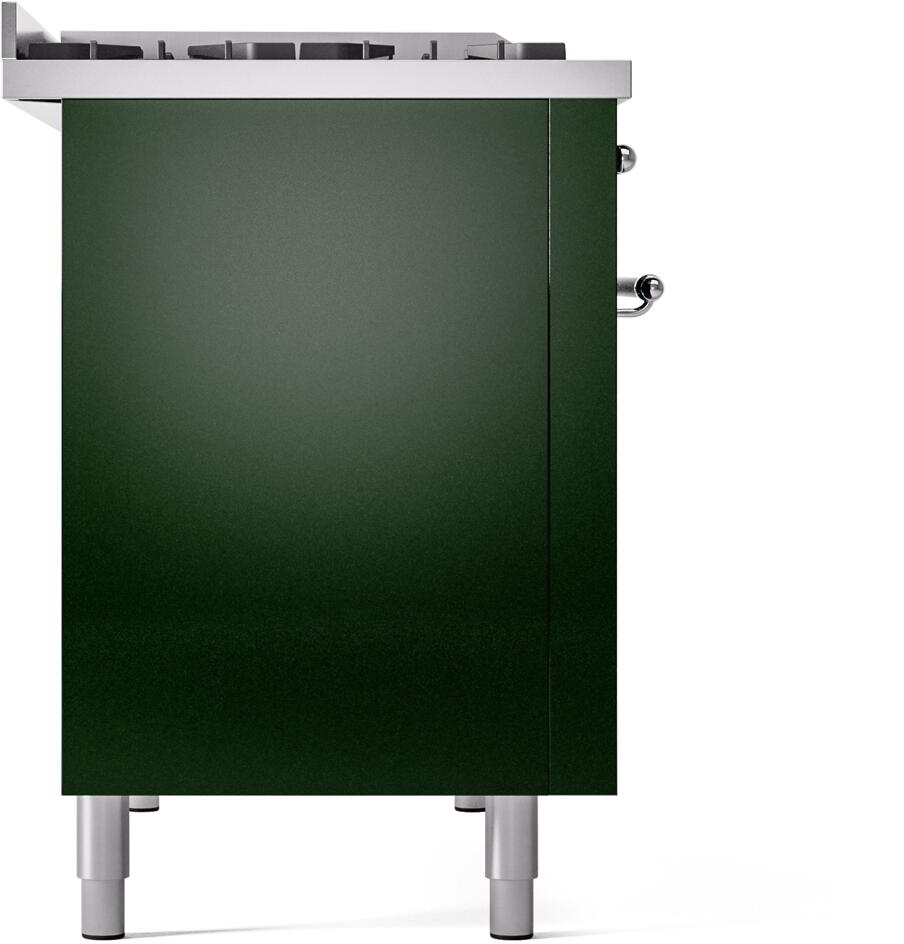 Ilve UP48FNMPEGCLP Nostalgie Ii 48 Inch Dual Fuel Liquid Propane Freestanding Range In Emerald Green With Chrome Trim