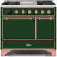 Ilve UMD10FDQNS3EGP Majestic Ii 40 Inch Dual Fuel Natural Gas Freestanding Range In Emerald Green With Copper Trim