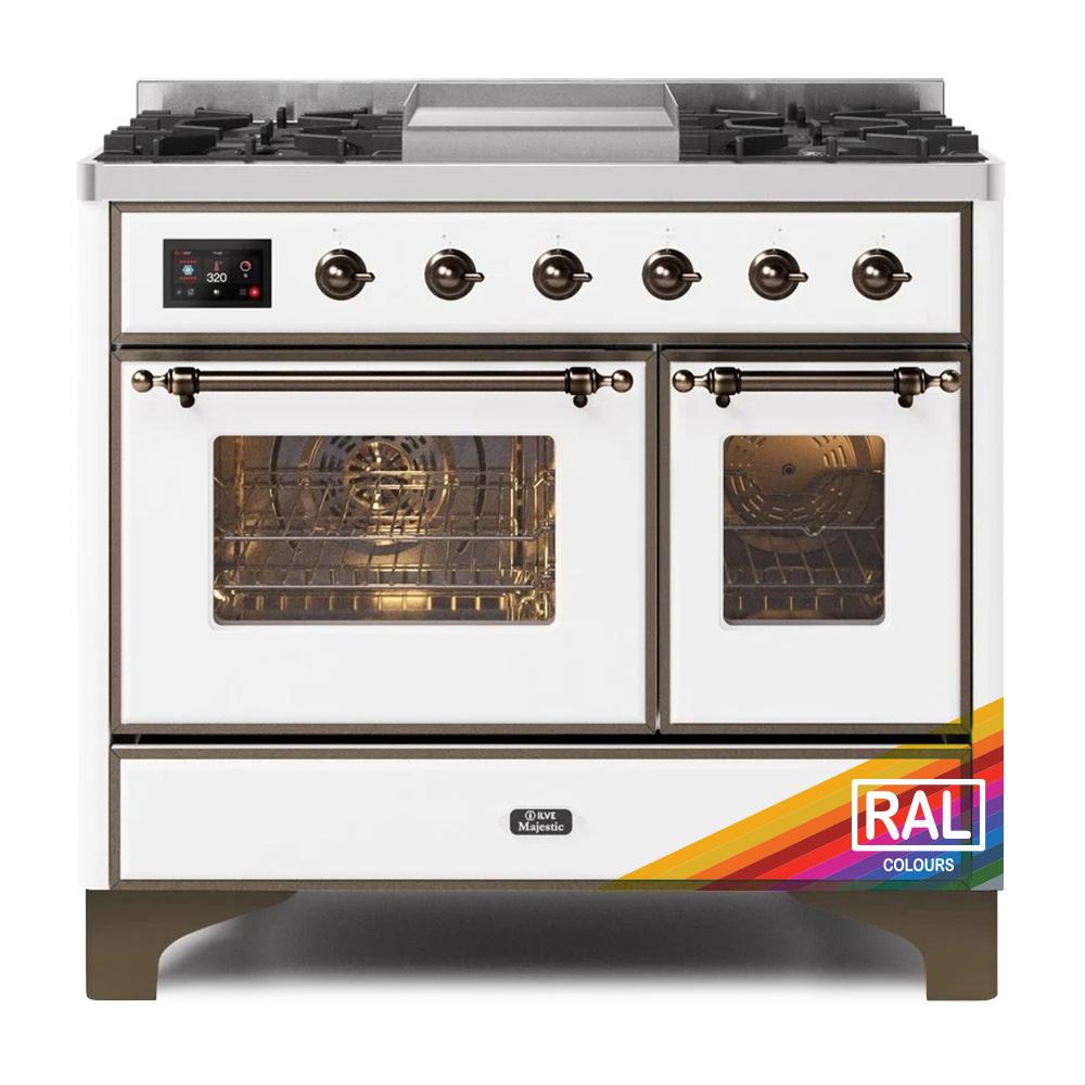 Ilve UMD10FDNS3RAB Ilve Majestic Ii 40 Umd10Fdns3Rab Freestanding Dual Fuel Range With 6 Sealed Burners Yes Double Oven With Triple Glass Door In Ral Color With Bronze Knobs