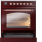 Ilve UP30NMPBUPLP Nostalgie Ii 30 Inch Dual Fuel Liquid Propane Freestanding Range In Burgundy With Copper Trim