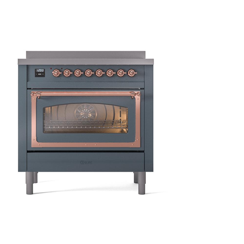 Ilve UNI366NMPBGP Ilve Uni366Nmpbgp Nostalgie Ii Noblesse 36" Induction Range (Triple Glass Door, Blue Grey, Copper)