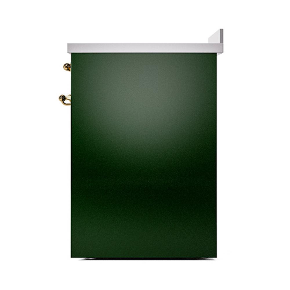 Ilve UNI304QNMPEGG Ilve Uni304Qnmpegg Nostalgie Ii Noblesse 30" Induction Range (Solid Door, Emerald Green, Brass)