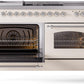 Ilve UP60FSNMPAWC Nostalgie Ii 60 Inch Dual Fuel Natural Gas Freestanding Range In Antique White With Chrome Trim