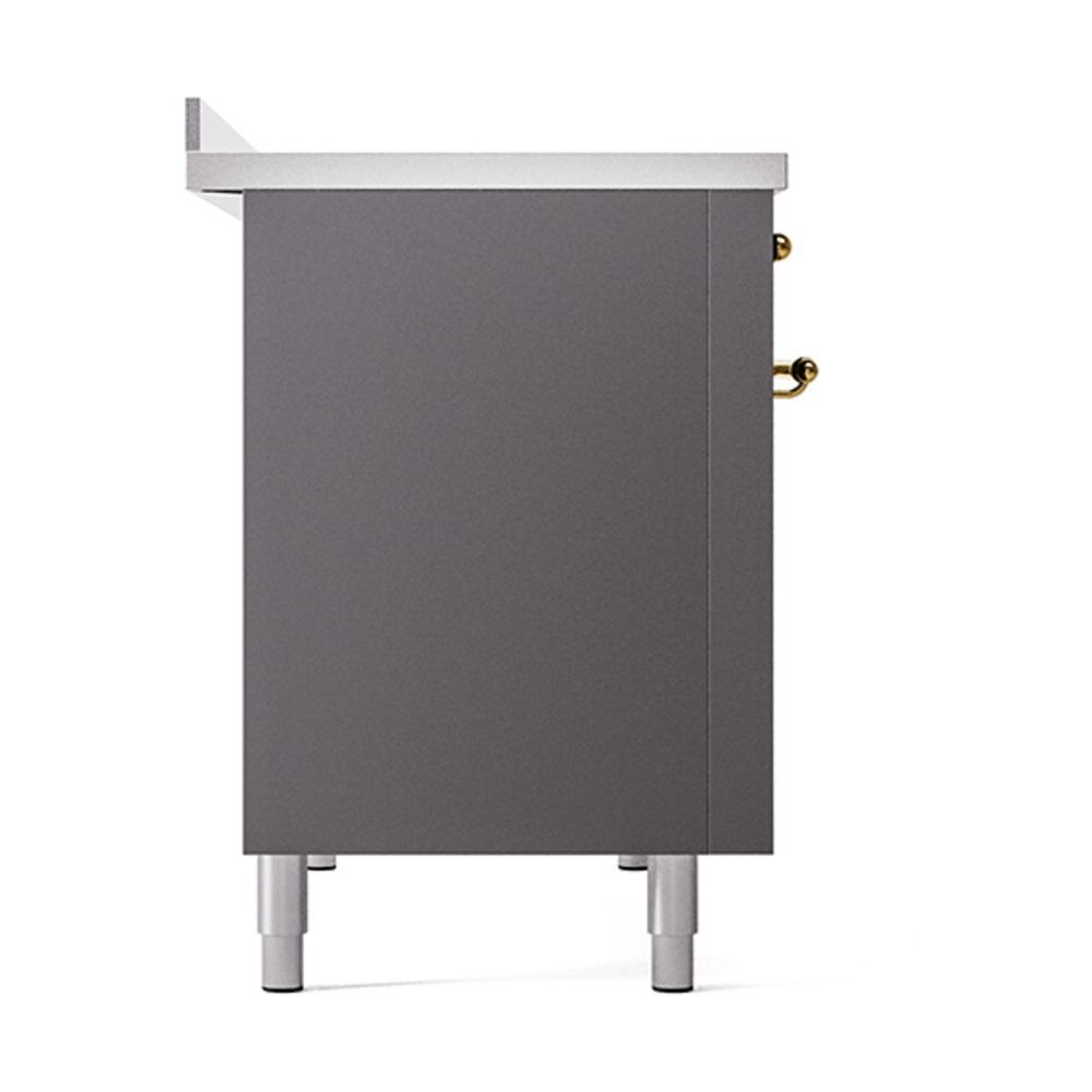 Ilve UNI486QNMPMGG Ilve Uni486Qnmpmgg Nostalgie Ii Noblesse 48" Induction Range (Solid Door, Graphite Matte, Brass)