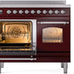 Ilve UPDI406NMPBUC Nostalgie Ii 40 Inch Electric Freestanding Range In Burgundy With Chrome Trim